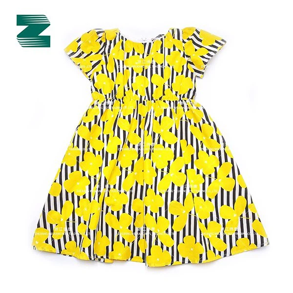 Cotton Woven Round Neck Short Sleeve Printed Dress