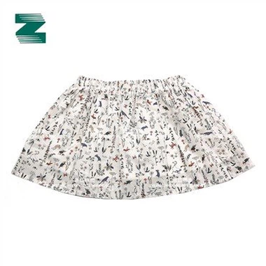 Cotton Woven Elastic Waist Print Skirt For Girls
