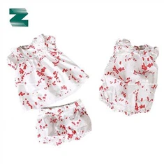 Short For Kids In Print Burnt-Out Woven Fabric With Cotton Lace